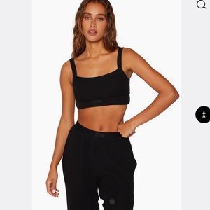 Set Active Waffle Knit Lounge Scoop Bra Black